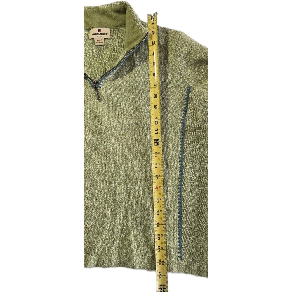 Woolrich Lambswool Sweater XL Green 1/4 Zip Pullover Soft Warm Luxury Preppy - Picture 12 of 12
